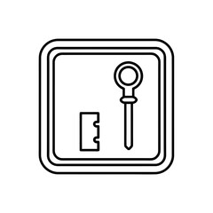 Illustration of two keys inside a double lined square box on transparent background