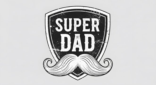 Distressed super dad badge with mustache for father s day celebration and appreciation design element