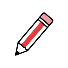 Red and Pink Pencil with Eraser on White Background writing drawing