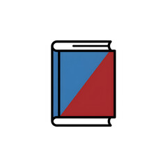 Red and Blue Book Icon with White Pages on White Background Keywords: book, reading, education