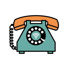 Retro Rotary Phone with Wifi Symbol on White Background image photo