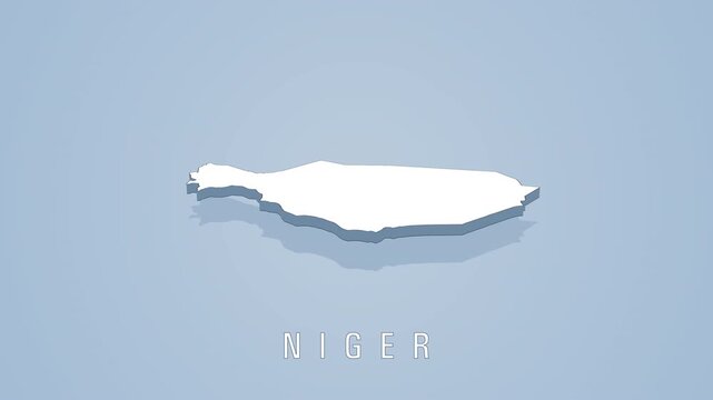 Niger country rotating map animation on solid background