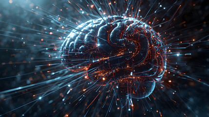 Hybrid Computational Brain: AI Generated Neuroscience Illustration 