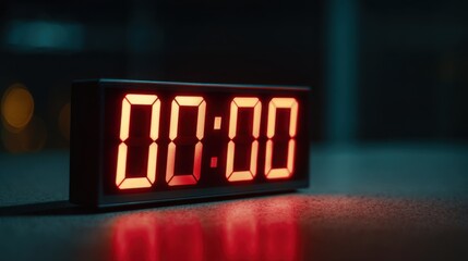 Digital clock displaying zero zero zero zero. Countdown before a new year begins. Time concept for planning and fresh starts.