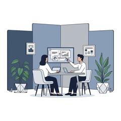 Business professionals analyzing data charts during a meeting.