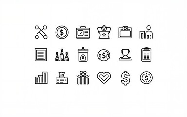 Vector of 50 Business and Financial Line Outline Icon Set. 48x48 Pixel Perfect Editable Stroke. High quality