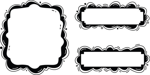 Hand drawn decorative frames with abstract shapes and blank space for text