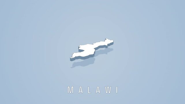 Rotating 3d map of malawi on solid background