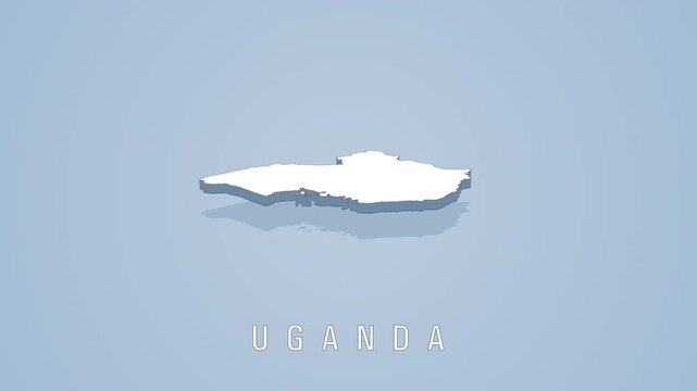 Rotating 3d map of uganda on solid background