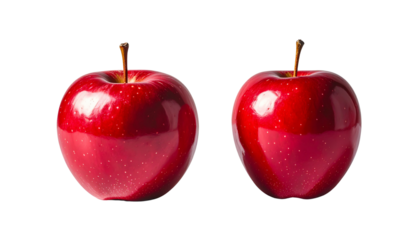  Bright Glossy Red Apple Close-Up isolated on transparent background