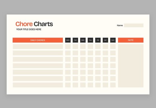 Chore Chart Infographic Vector &ndash; Household Task Tracker, Kids Responsibility Checklist Template for Family Planning and Organising