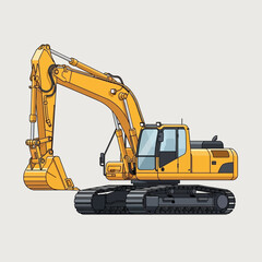 Vibrant yellow excavator illustration showcasing construction machinery for industrial projects