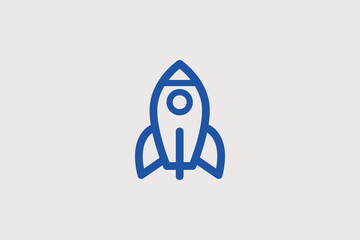 rocket illustration in line style design. Vector illustration.	