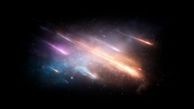 Colorful meteor shower lights up the dark sky in a stunning cosmic display