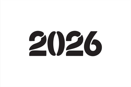 Clean 2026 text design for editorial templates and digital year-change content - Powered by Adobe
