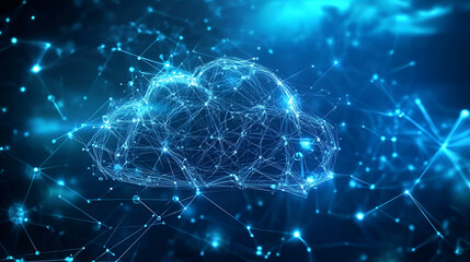 Abstract digital cloud computing network connection technology background