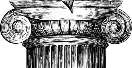 Fototapeta premium Classical circular column engraving - decorative architecture design for vintage projects