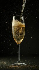 A glass of champagne being poured into it