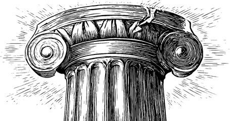 Fototapeta premium Classical circular column engraving - decorative architecture design for art and posters