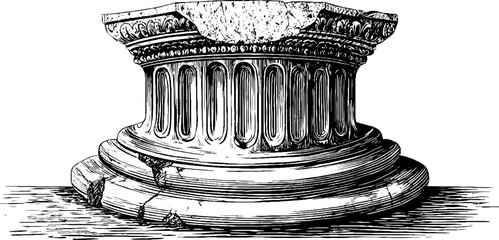 Fototapeta premium Classical column base decorative engraving for architectural design