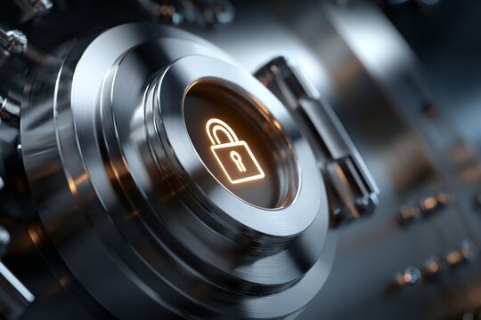 High security bank vault with advanced holographic digital lock technology - Powered by Adobe