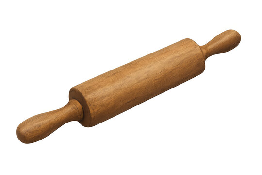 Wooden rolling pin for baking and cooking food items, kitchen utensil for spreading dough and preparing pastry, transparent background - Powered by Adobe