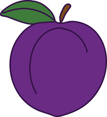 Whole ripe plum with leaf