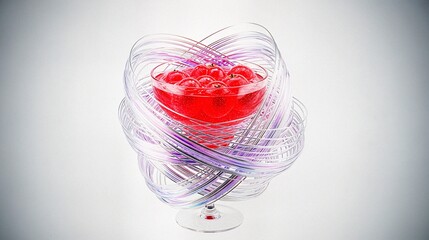 Colorful transparent dessert bowl with jelly and swirling design  