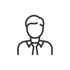 Man in suit, linear icon. Business professional portrait. Line with editable stroke