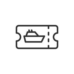 Cruise ticket, linear icon. Travel booking and passenger boarding pass. Line with editable stroke.
