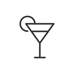 Cocktail glass, linear icon. Drink and leisure concept. Line with editable stroke.