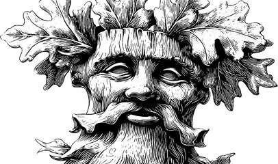 Fototapeta premium Forest deity decorative design with intricate leaves - suitable for posters or cards