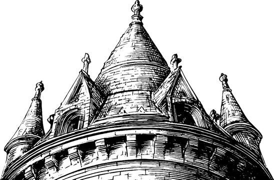 Intricate gothic architectural pinna sketch for decorative design or poster