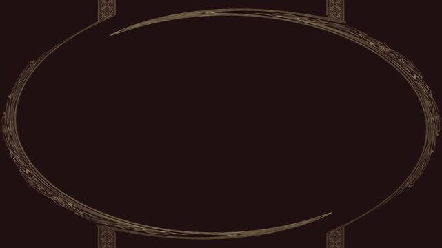 Brown, slowly flowing circle, ovals on a brown background. In the middle there is a place for your own content.