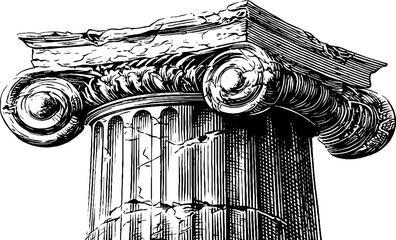 Fototapeta premium Medieval cloister column engraving - historic architecture art design