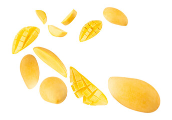 Falling Yellow Mango, Cutout, Full Depth of Field.