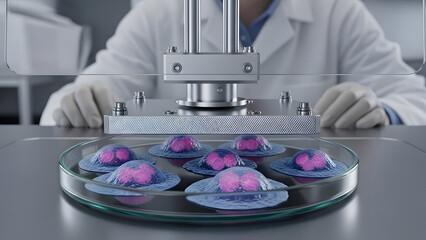 Scientist Working with Brain Organoids in Petri Dish