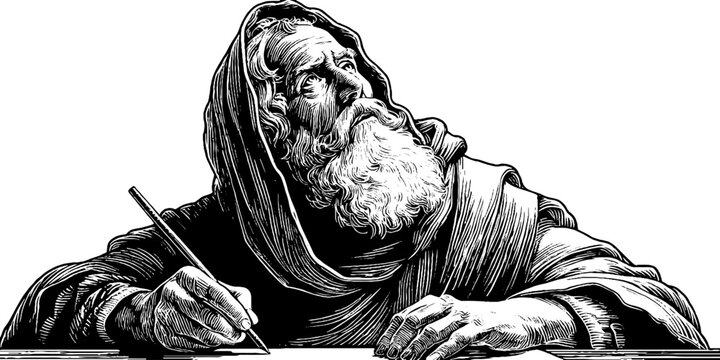 Renaissance astronomer engraving &ndash; vintage decorative art for historical themes