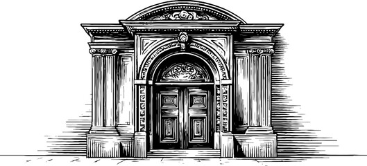 Fototapeta premium Intricate renaissance architectural doorway illustration for design