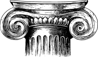 Fototapeta premium Renaissance stone column decorative engraving vintage sketch hand drawn illustration. 