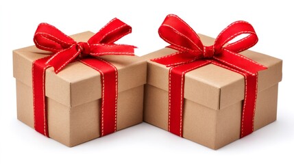 Two brown gift boxes celebrating special occasions