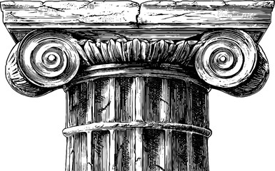 Fototapeta premium Decorative engraving of an ancient doric column sketch for historical design