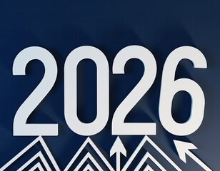 Year 2026 with arrows on a blue background