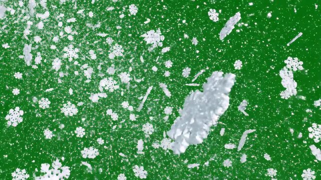 Fine White Powder Falling on Bright Green Background for Creative and Culinary Use