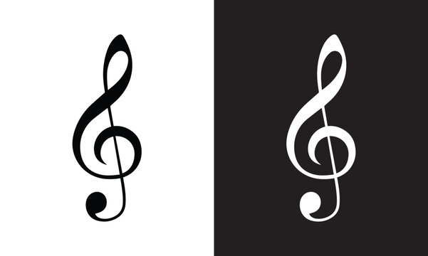 Vector treble cleft symbol sheet music element, icon. treble cleft symbol sheet music element silhouette. vector illustration eps file. 