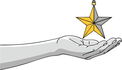 Hand Offering a Star: Symbol of Achievement and Recognition.
