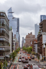 Fototapeta premium New York City Urban Street View with Skyscrapers and Traffic. Manhattan, NYC