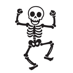 Cartoon skeleton dancing with raised fists spooky halloween