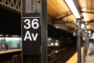 36th Avenue Subway Station at Night