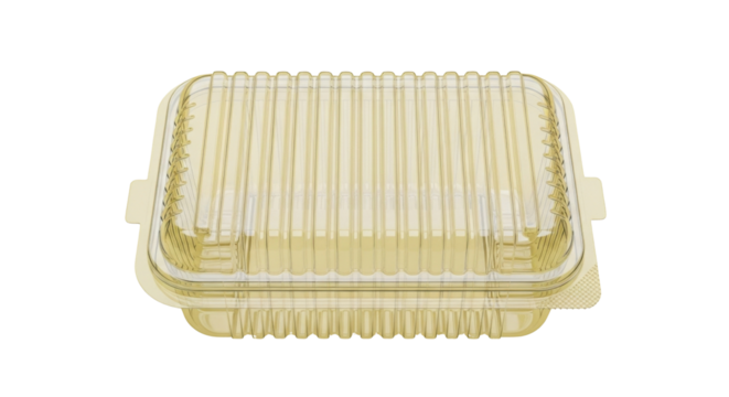 Transparent Ridged Plastic Takeout Food Container Mockup Isolated on White Background
